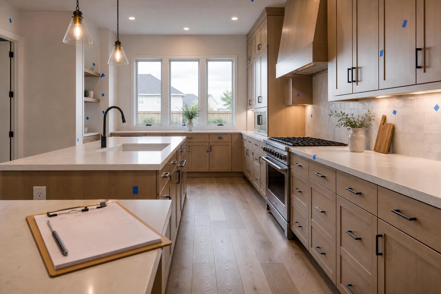 Final walkthrough punch list review in a nearly completed remodel