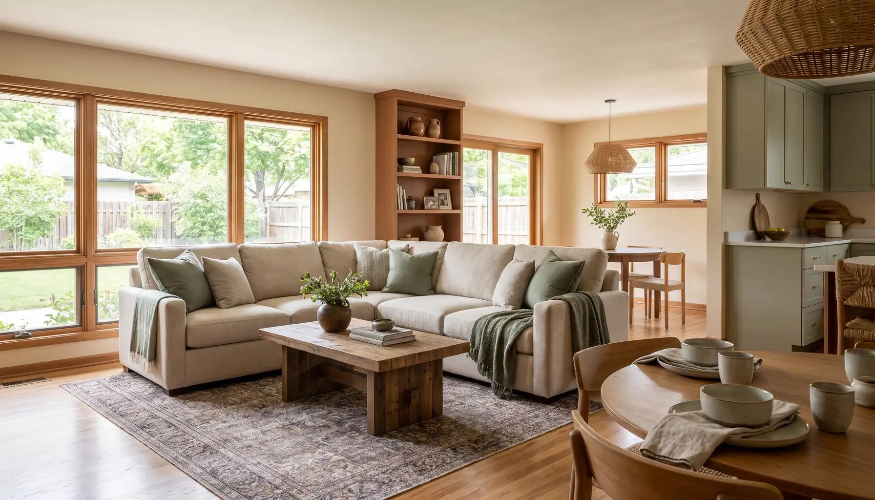Completed whole-home remodel with a cohesive open-concept living and dining area and quality transitional finishes in a Boise home
