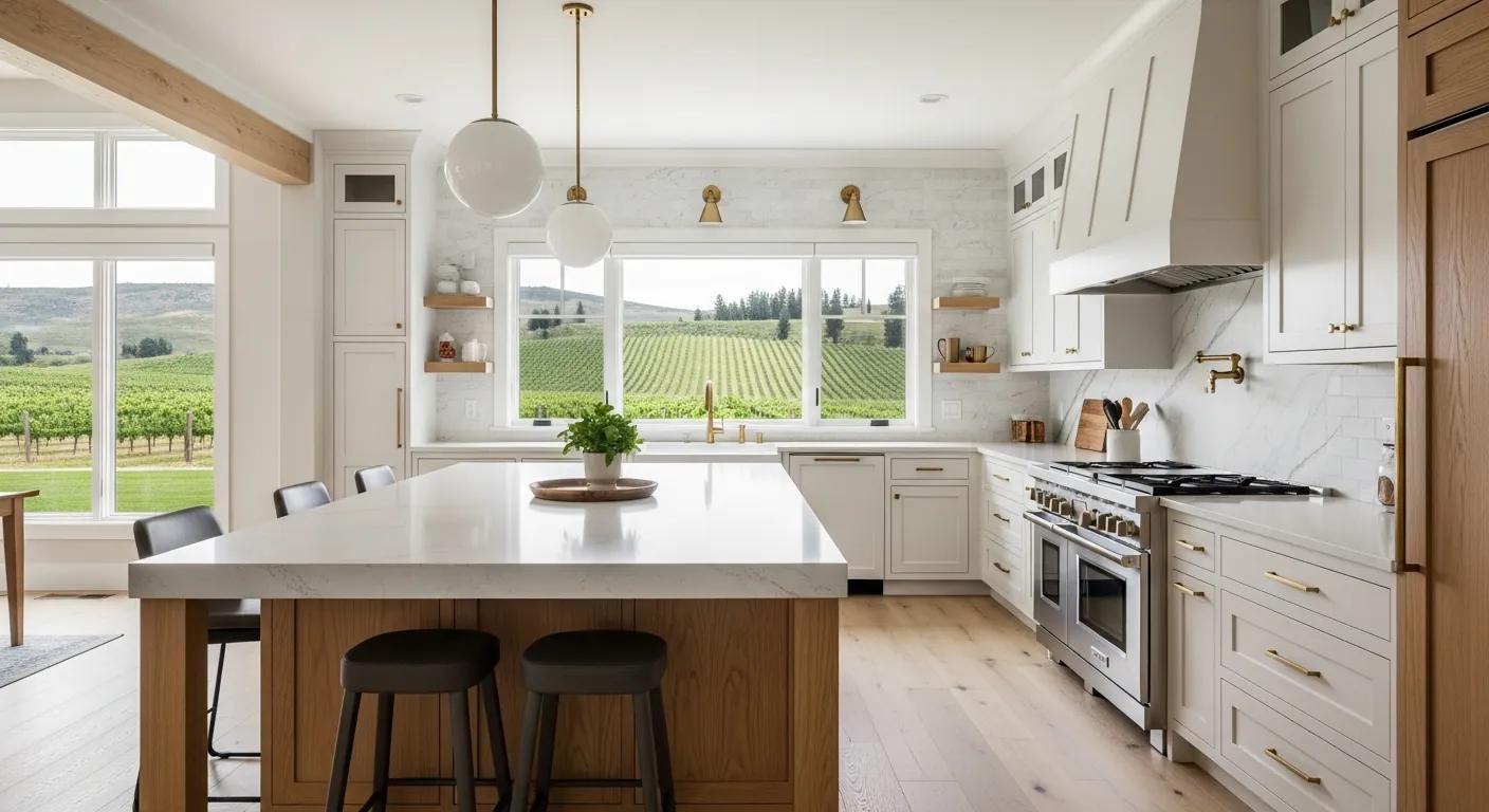 Walk-in pantry with custom shelving in a Caldwell kitchen remodel